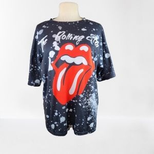 Rolling Stones Bleach Spattered Black T-Shirt Size Med